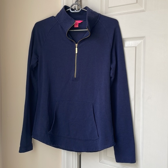 Lilly Pulitzer Navy Blue Cotton Quarter Zip - Picture 3 of 3